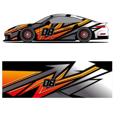 Yarış arabası reklamları için yarış vinili çıkartmasının soyut grafik tasarımı