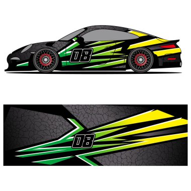 Yarış arabası reklamları için yarış vinili çıkartmasının soyut grafik tasarımı