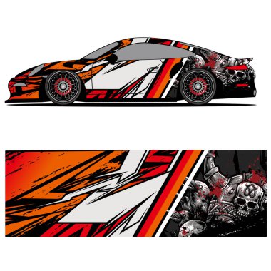 Yarış arabası reklamları için yarış vinili çıkartmasının soyut grafik tasarımı