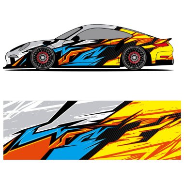 Yarış arabası reklamları için yarış vinili çıkartmasının soyut grafik tasarımı
