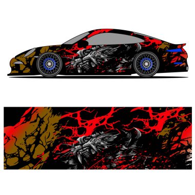 Yarış arabası reklamları için yarış vinili çıkartmasının soyut grafik tasarımı