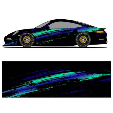 Yarış arabası reklamları için yarış vinili çıkartmasının soyut grafik tasarımı