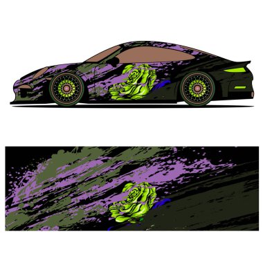 Yarış arabası reklamları için yarış vinili çıkartmasının soyut grafik tasarımı