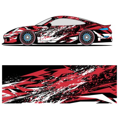 Abstract graphic design of racing vinyl sticker for racing car advertising clipart