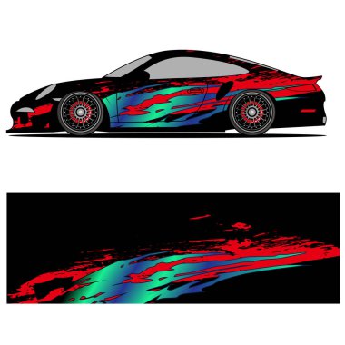 Yarış arabası reklamları için yarış vinili çıkartmasının soyut grafik tasarımı