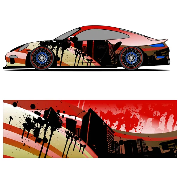 Abstrakcyjny Projekt Graficzny Wyścigowej Naklejki Winylowej Reklamy Samochodów Wyścigowych — Wektor stockowy
