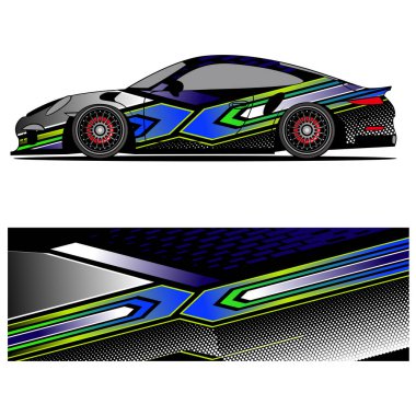 Yarış arabası reklamları için yarış vinili çıkartmasının soyut grafik tasarımı