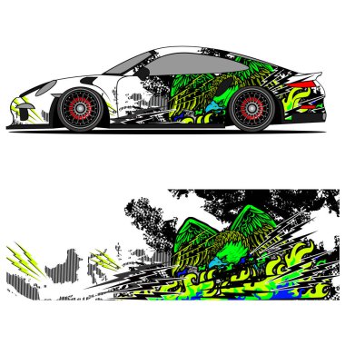 Yarış arabası reklamları için yarış vinili çıkartmasının soyut grafik tasarımı