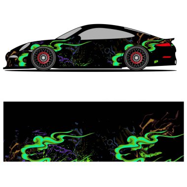 Yarış arabası reklamları için yarış vinili çıkartmasının soyut grafik tasarımı