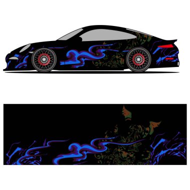 Yarış arabası reklamları için yarış vinili çıkartmasının soyut grafik tasarımı