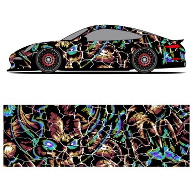 Yarış arabası reklamları için yarış vinili çıkartmasının soyut grafik tasarımı