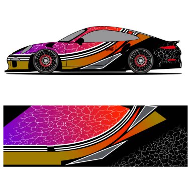 Yarış arabası reklamları için yarış vinili çıkartmasının soyut grafik tasarımı