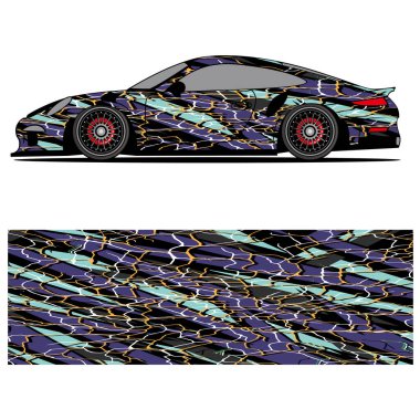 Yarış arabası reklamları için yarış vinili çıkartmasının soyut grafik tasarımı