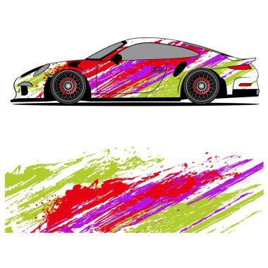 Yarış arabası reklamları için yarış vinili çıkartmasının soyut grafik tasarımı