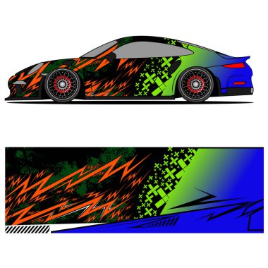 Yarış arabası reklamları için yarış vinili çıkartmasının soyut grafik tasarımı