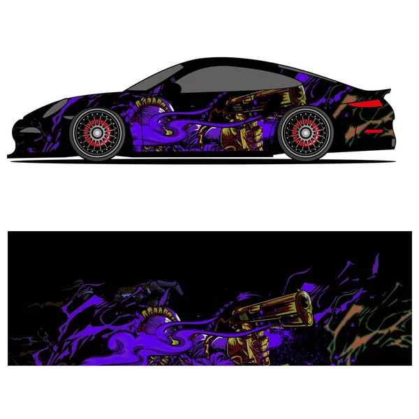 Абстрактный Графический Дизайн Виниловой Наклейки Рекламы Гоночных Автомобилей — стоковый вектор