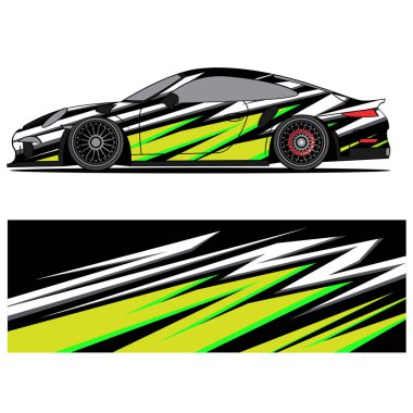 Yarış arabası otomotiv, arka plan, marka tasarımı, kamuflaj, araba çıkartması için yarış vinili çıkartmasının soyut grafik tasarımı