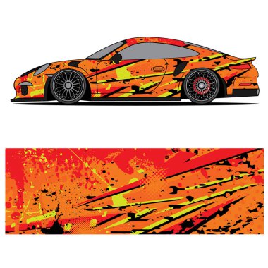 Yarış arabası otomotiv, arka plan, marka tasarımı, kamuflaj, araba çıkartması için yarış vinili çıkartmasının soyut grafik tasarımı