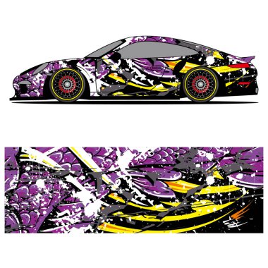 Yarış arabası otomotiv, arka plan, marka tasarımı, kamuflaj, araba çıkartması için yarış vinili çıkartmasının soyut grafik tasarımı