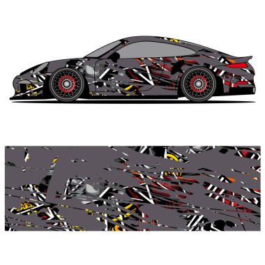 Yarış arabası otomotiv, arka plan, marka tasarımı, kamuflaj, araba çıkartması için yarış vinili çıkartmasının soyut grafik tasarımı