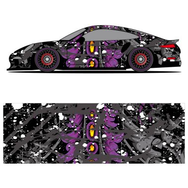 Yarış arabası otomotiv, arka plan, marka tasarımı, kamuflaj, araba çıkartması için yarış vinili çıkartmasının soyut grafik tasarımı