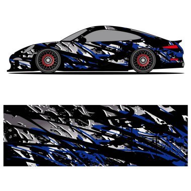 Yarış arabası otomotiv, arka plan, marka tasarımı, kamuflaj, araba çıkartması için yarış vinili çıkartmasının soyut grafik tasarımı