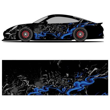 Yarış arabası otomotiv, arka plan, marka tasarımı, kamuflaj, araba çıkartması için yarış vinili çıkartmasının soyut grafik tasarımı