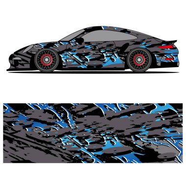 Yarış arabası otomotiv, arka plan, marka tasarımı, kamuflaj, araba çıkartması için yarış vinili çıkartmasının soyut grafik tasarımı