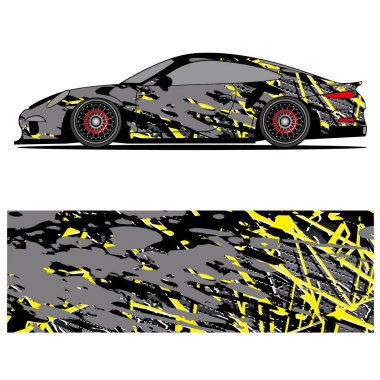 Yarış arabası otomotiv, arka plan, marka tasarımı, kamuflaj, araba çıkartması için yarış vinili çıkartmasının soyut grafik tasarımı