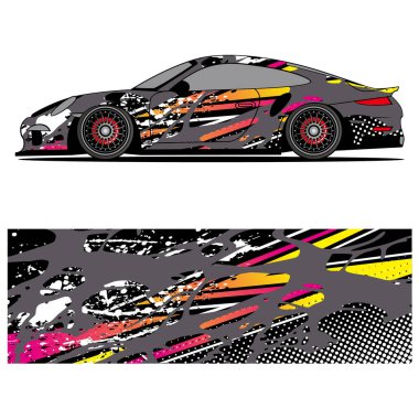 Yarış arabası otomotiv, arka plan, marka tasarımı, kamuflaj, araba çıkartması için yarış vinili çıkartmasının soyut grafik tasarımı