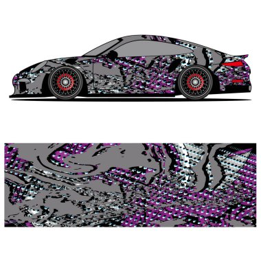 Yarış arabası otomotiv, arka plan, marka tasarımı, kamuflaj, araba çıkartması için yarış vinili çıkartmasının soyut grafik tasarımı