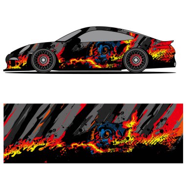 Yarış arabası reklamları için yarış vinili çıkartmasının grafik tasarımı