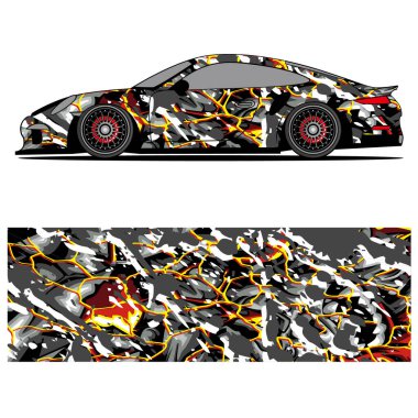 Araba tasarımı üniforma vektörü soyut vinil etiket yazdırma.