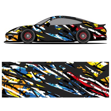 Araba tasarımı üniforma vektörü soyut vinil etiket yazdırma.