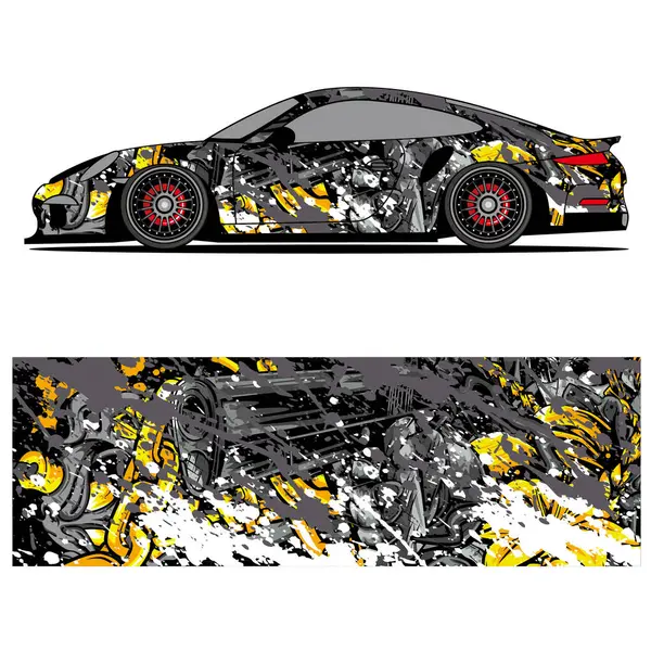 Yarış arabası otomotiv, arka plan, marka tasarımı, kamuflaj, araba çıkartması için yarış vinili çıkartmasının soyut grafik tasarımı
