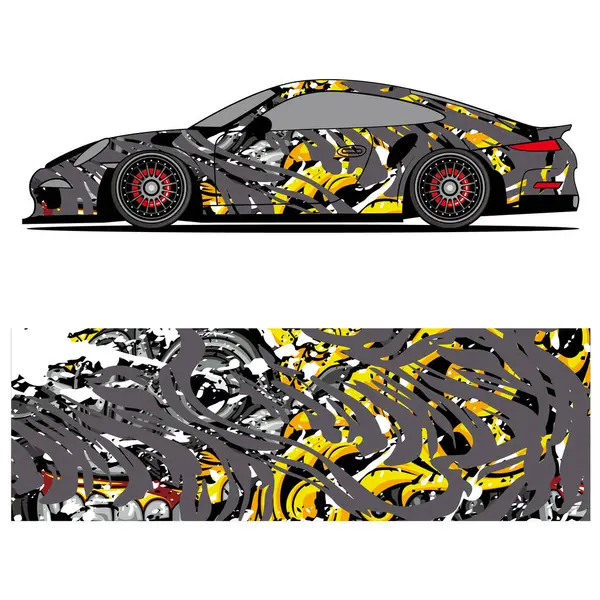 Yarış arabası otomotiv, arka plan, marka tasarımı, kamuflaj, araba çıkartması için yarış vinili çıkartmasının soyut grafik tasarımı