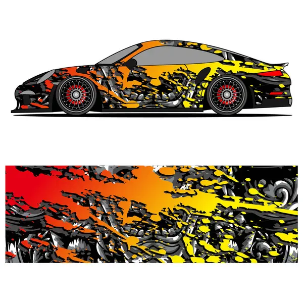 Yarış arabası otomotiv, arka plan, marka tasarımı, kamuflaj, araba çıkartması için yarış vinili çıkartmasının soyut grafik tasarımı