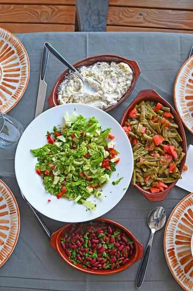 Variétés Salades Haricots Mexicains Salade Verte Salade Haricots Verts — Photo