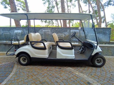 Yaz tatilinde elektrikli golf arabası.