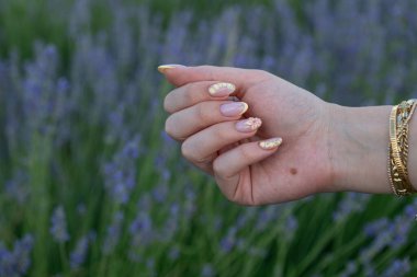 Yumuşak pembe ojeli ve çiçek desenli aksanlı bu fotoğraf güzellik, sağlık, yaşam tarzı ve kadınsı cazibe temalı stok resimleri için mükemmel bir seçimdir..
