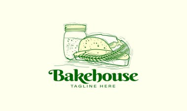 Fırın logosu şablonu. Bakehouse etiketi ya da logosu. Fırın, fırın, restoran logosu. Vektör illüstrasyonu