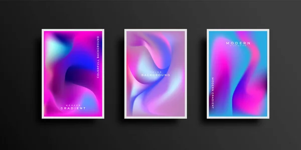 Set Von Cover Design Mit Lebendigen Farbverlauf Hintergrundvorlagen Bunte Moderne — Stockvektor