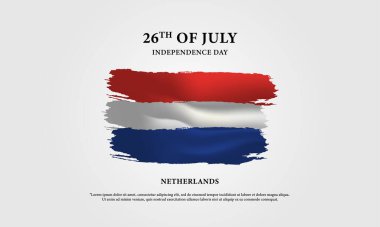 Hollanda Vektör Arkaplanının Bağımsızlık Günü. Bayrak, Kutlama Kartı, Davetiye veya Tatil Posteri için 26 Temmuz İllüstrasyon Tasarımı.