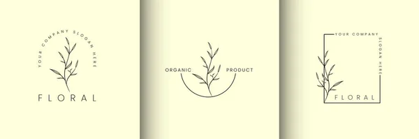 Collezione Design Logo Lusso Logo Naturale Biologico Dal Design Moderno — Vettoriale Stock