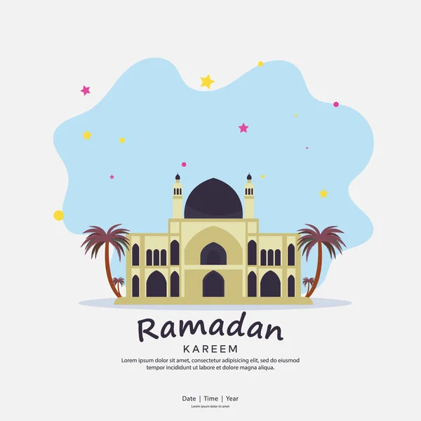 Desenho Plano Islâmico Ilustração Ramadan Kareem Para Páginas Destino Web — Vetor de Stock