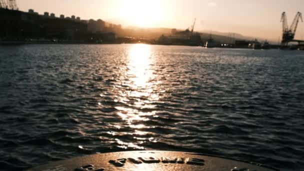 Zonnige Ochtend Haven Haven Van Rijeka Met Silhouetten Van Oude — Stockvideo