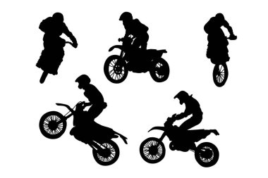 Motokros 2 vektör dizaynı üzerinde giden insan siluetleri