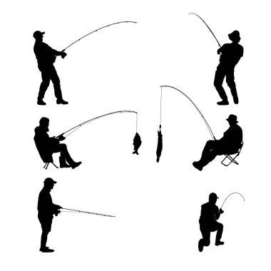 Balık tutan bir adamın siluetleri.