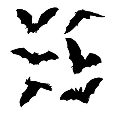 Yarasa vektör tasarımının siluetleri