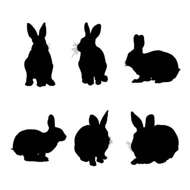 Şirin tavşan vektör tasarımlı siluetler.
